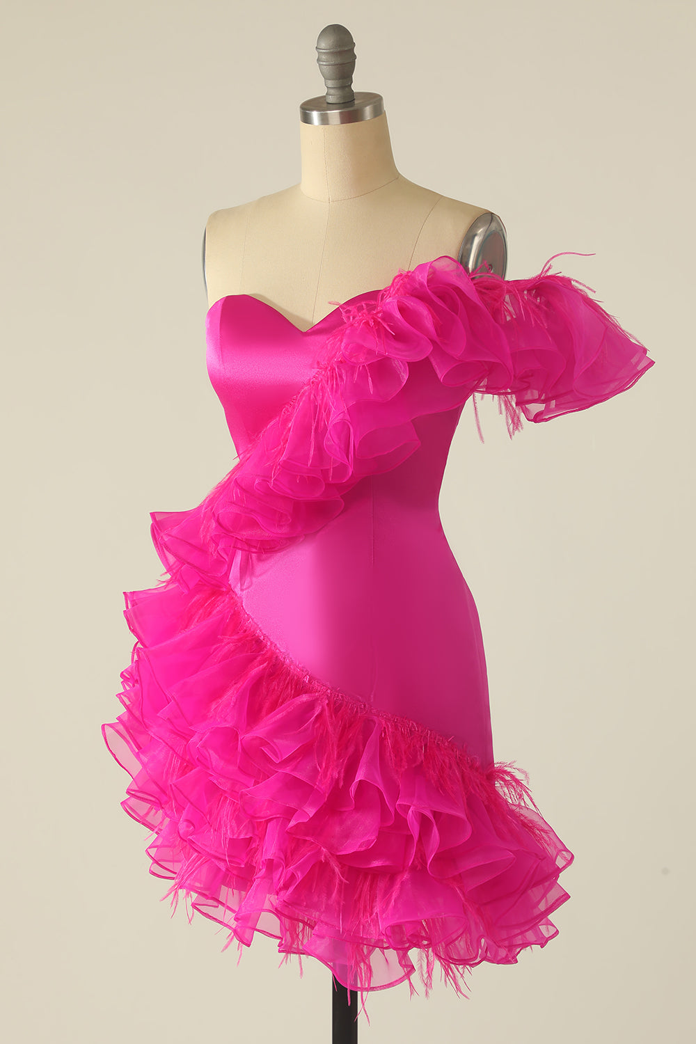 Fuchsia Sweetheart Short Homecoming Dress with Ruffles