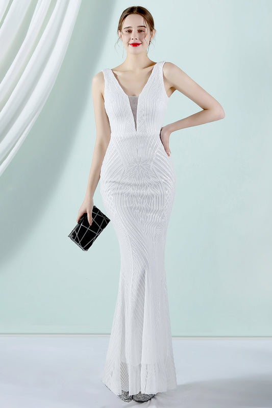 White Mermaid Prom Dress