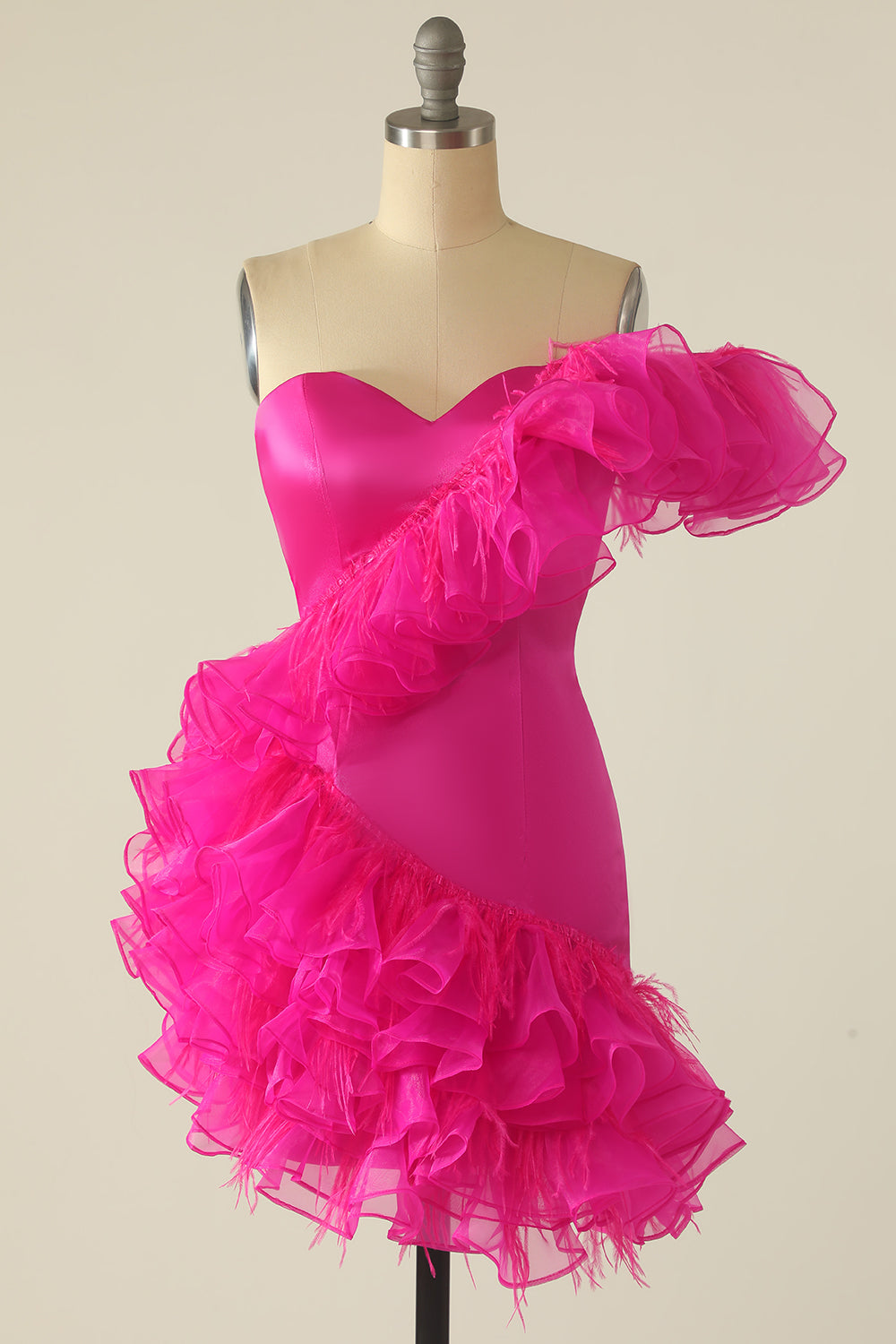 Fuchsia Sweetheart Short Homecoming Dress with Ruffles