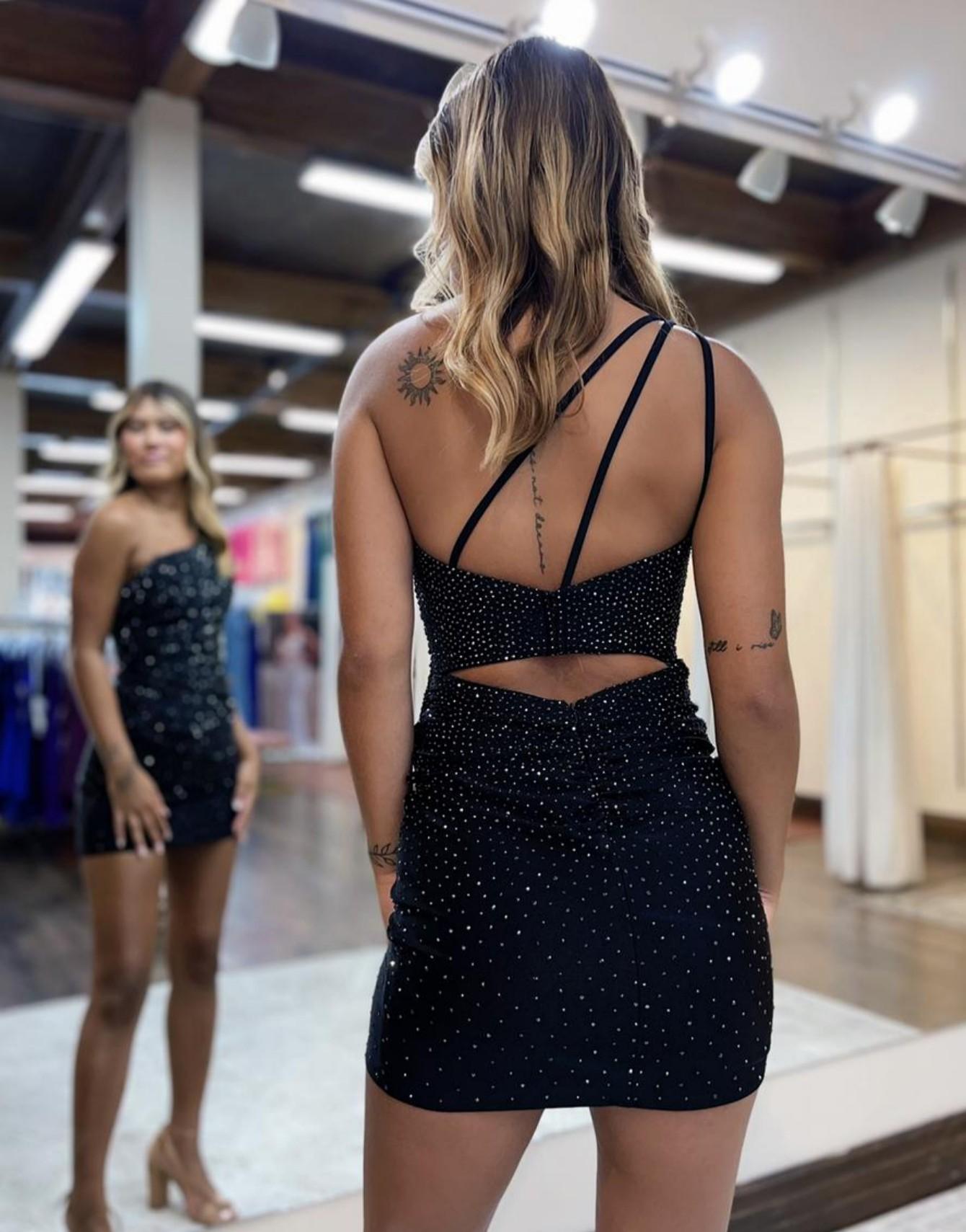 Bodycon One Shoulder Glitter Party Dress