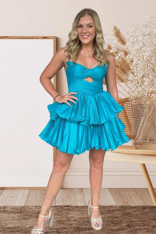 Satin A-Line Strapless Empire Chic Gemmanovae Homecoming Dress