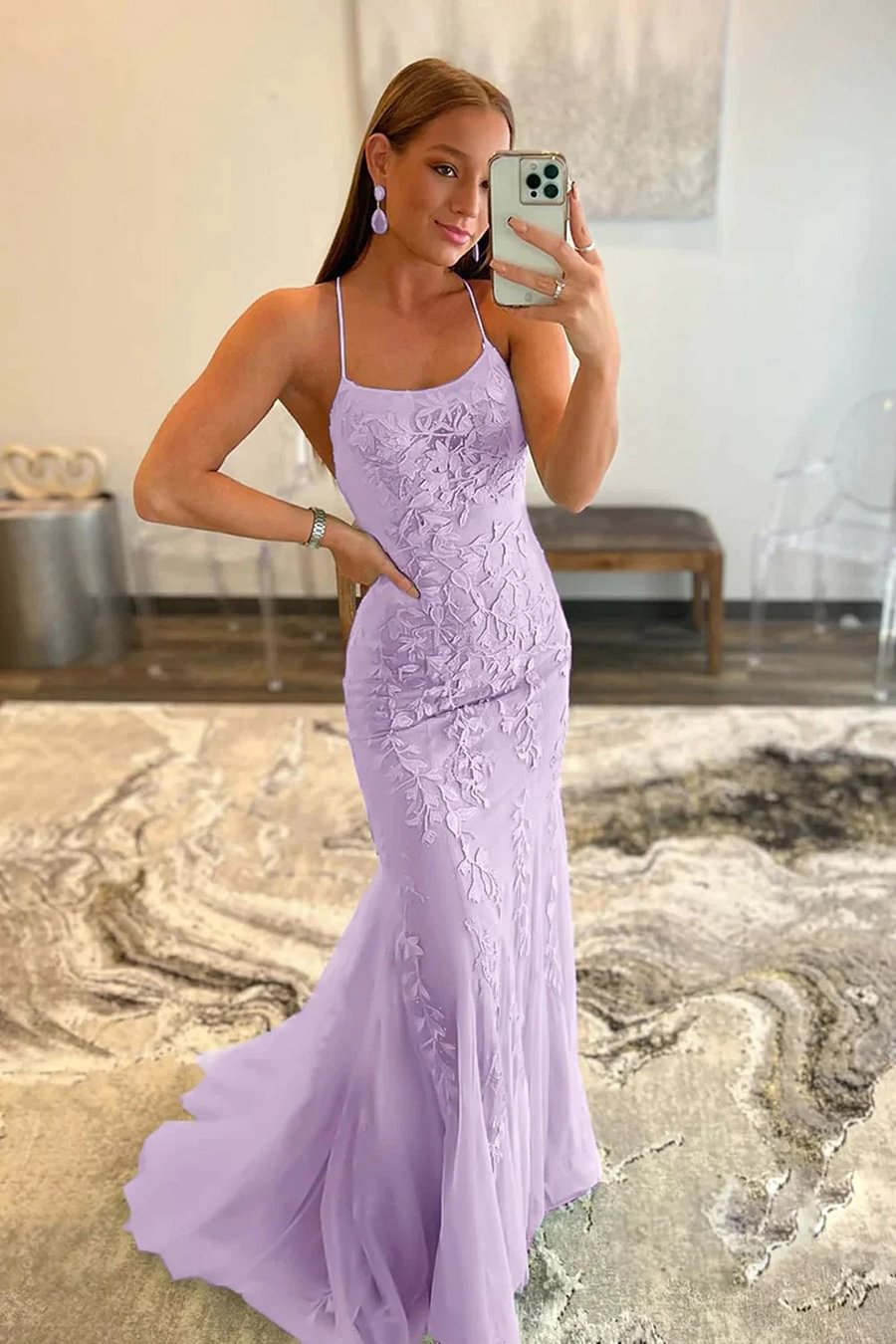 Mermaid Blue Long Prom Dress Backless Evening Dress