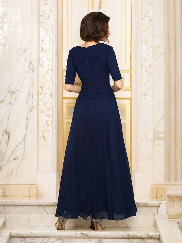 A-Line/Princess V-neck Ankle-Length Chiffon Mother of the Bride Dresses