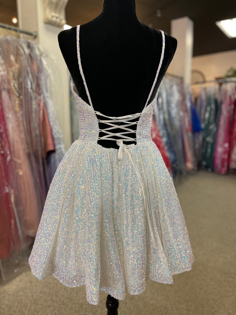 A-line V Neck Sequins Homecoming Dress